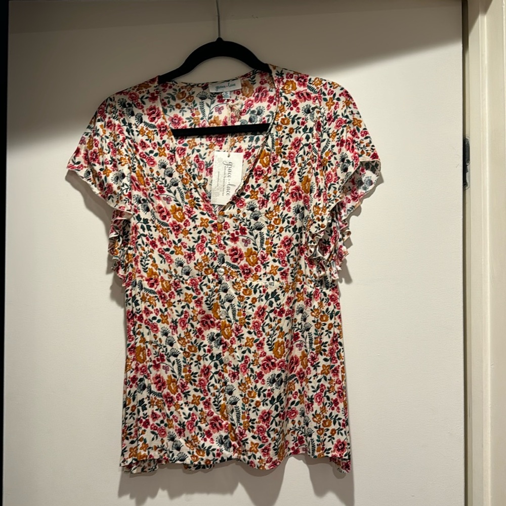 Grace & Lace Floral Button-Down Shirt